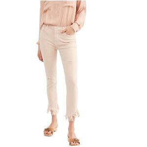 We The Free People Great Heights Frayed Skinny Jean Womens 24 Pink Stretch *READ